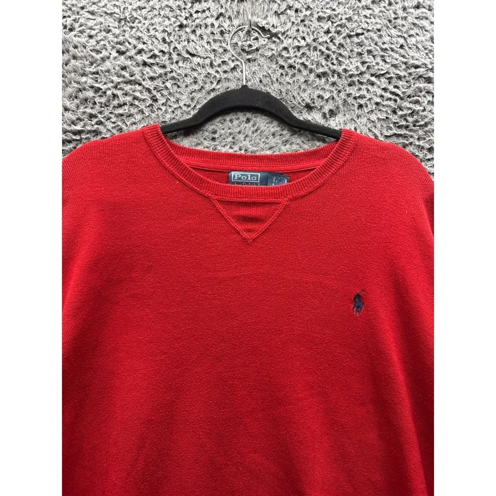 Polo Ralph Lauren Embroidered Pony Crewneck Pullover Sweater Red Mens Size XXL